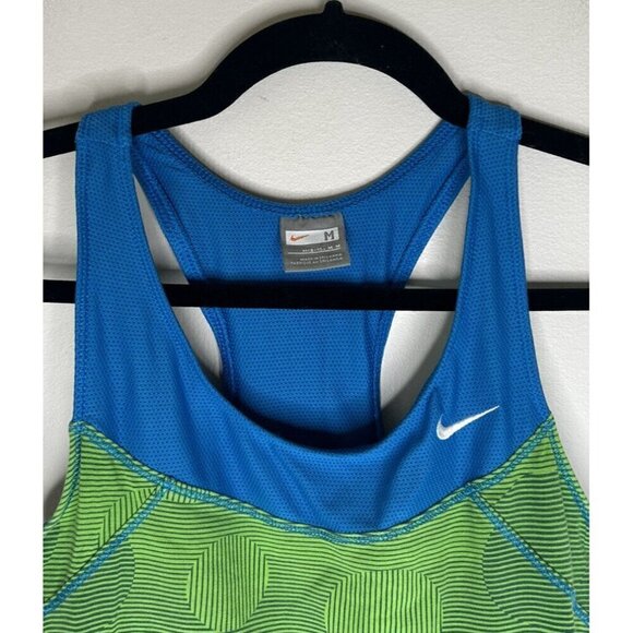 Nike Womens Green Blue Built in Bra Racerback Tank Top Size Medium (8/10) - Picture 2 of 9